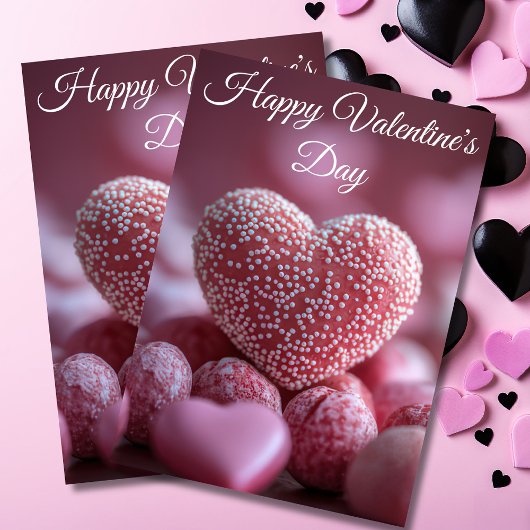 Carte Chocolats en forme de coeur Salutation de Valentin