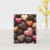 Carte chocolats en forme de coeur Salutation Saint-Valen (Fleur jaune)