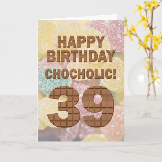 Carte Chocololique 39e anniversaire (Fleur jaune)