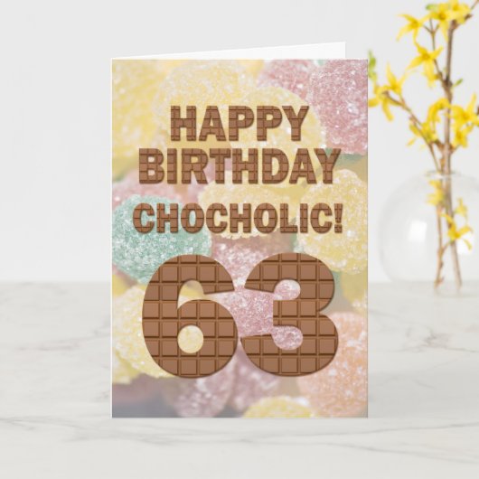 Carte Chocololique 63e anniversaire (Fleur jaune)