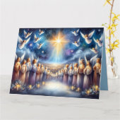 Carte Choeur céleste sous l'étoile de Bethléem (Fleur jaune)