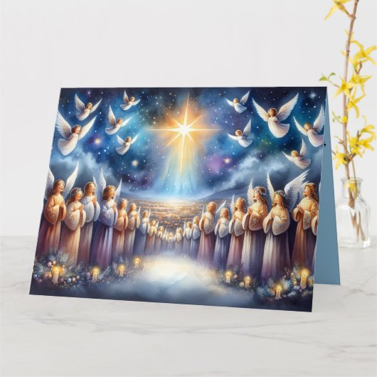 Carte Choeur céleste sous l'étoile de Bethléem (Fleur jaune)