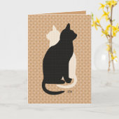 Carte Choisir Couleur Noir Blanc Chat Duo Yin Yang Style (Fleur jaune)
