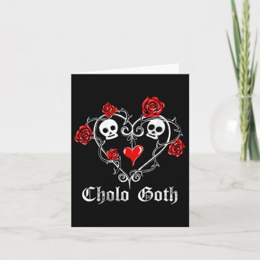 Carte Cholo Goth Rose crâne coeur épines tatouage gothiq (Devant)