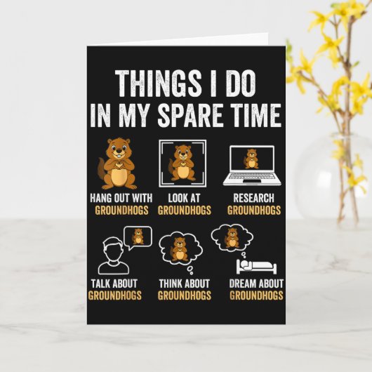 Carte Choses Drôles Que Je Fais Pendant Mon Temps Libre  (Fleur jaune)