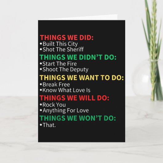 Carte Choses que nous avons faites, nous avons construit (Devant)