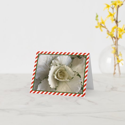 Carte Chou ornementale crème et verte avec des rayures r (Fleur jaune)