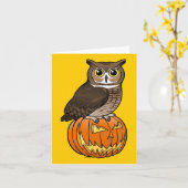 Carte Chouette à cornes d'Halloween (Fleur jaune)