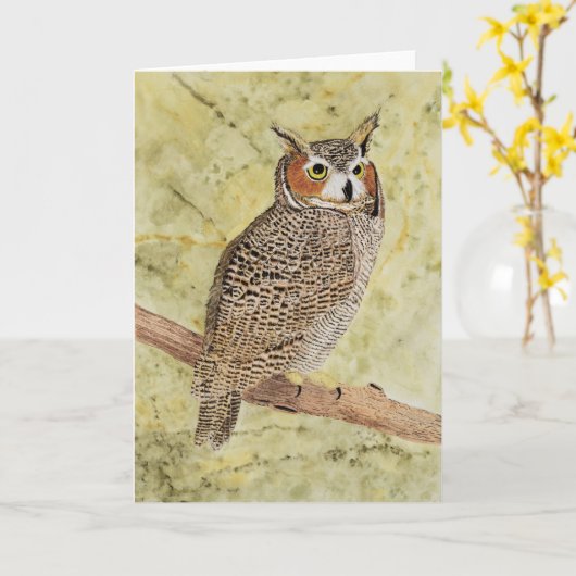 Carte Chouette à grande corne (Fleur jaune)