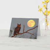 Carte Chouette à grande corne | PLEINE LUNE (Fleur jaune)
