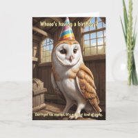 Chouette à la grange amusante Voeux d'anniversaire