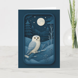 Carte Chouette au Clair de Lune dans une Forêt enneigée
