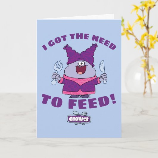 Carte Chouette avec Fourche et couteau (Fleur jaune)