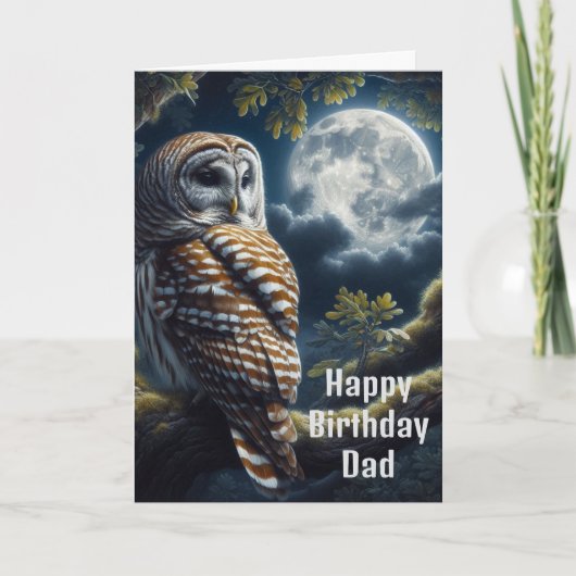 Carte Chouette barrée et papa de lune Anniversaire (Devant)