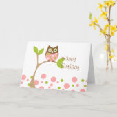 Carte Chouette-bébé rose (Fleur jaune)