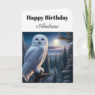 Carte Chouette blanche personnalisée Joyeux Anniversaire