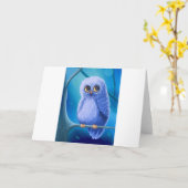 Carte Chouette bleue dorée (Fleur jaune)