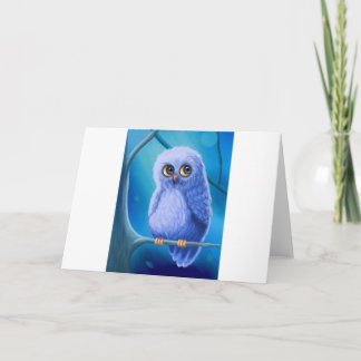 Carte Chouette bleue dorée