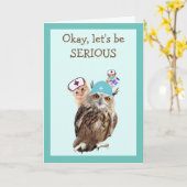 Carte Chouette, Chaton Et Souris S'En Sortent Bien (Fleur jaune)