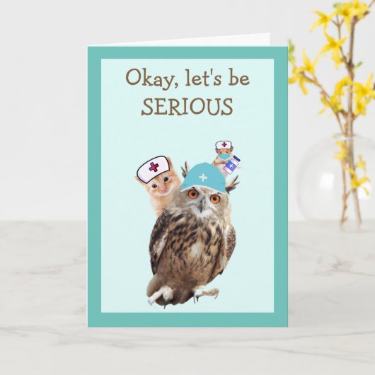 Carte Chouette, Chaton Et Souris S'En Sortent Bien (Fleur jaune)