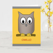 Carte Chouette chouette drôle Owllo Hello Custom (Fleur jaune)