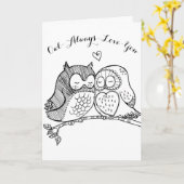 Carte Chouette Couple Toujours Vous Aimer (Fleur jaune)