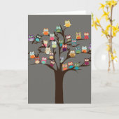 Carte Chouette Cute Sur L'Arbre | ARRIÈRE - PLAN (Fleur jaune)