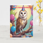 Carte Chouette d'Amérique Souhaits d'anniversaire : Sage (Fleur jaune)