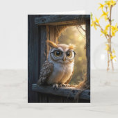 Carte Chouette d'anniversaire amusante (Fleur jaune)