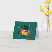 Carte Chouette dansante mignonne avec notes de musique D (Fleur jaune)