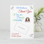 Carte Chouette d'appréciation de l'enseignant Merci Titu (Debout devant)