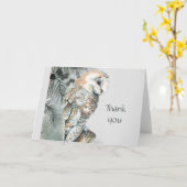 Carte Chouette d'aquarelle Oiseau Faune Nature Merci Pos (Fleur jaune)