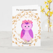 Carte Chouette d'automne Anniversaire Grande-fille (Fleur jaune)