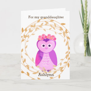 Carte Chouette d'automne Anniversaire Grande-fille