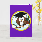 Carte Chouette de graduation sur pourpre (Fleur jaune)