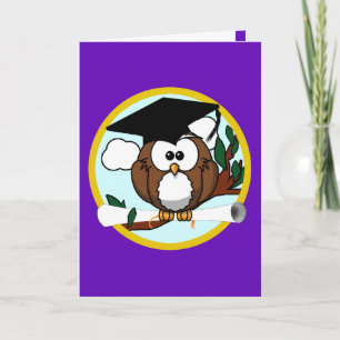 Carte Chouette de graduation sur pourpre