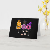 Carte Chouette de Halloween avec chapeau de sorcière ara (Fleur jaune)