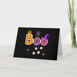 Carte Chouette de Halloween avec chapeau de sorcière ara