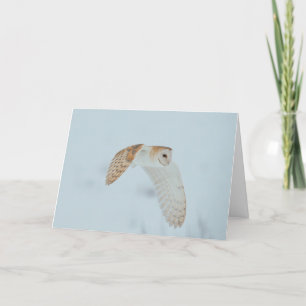 Carte Chouette de la grange volant dans la neige