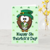 Carte Chouette de la Saint Patrick (Fleur jaune)