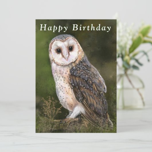 Carte Chouette de l'Ouest - Joyeux anniversaire (Debout devant)