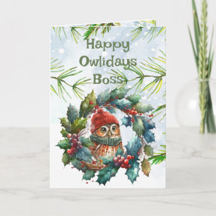 Carte Chouette de Noël Chouette de Noël Animal Faune Nat