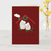 Carte Chouette de Noël Mignon Drôle de Vacances (Fleur jaune)