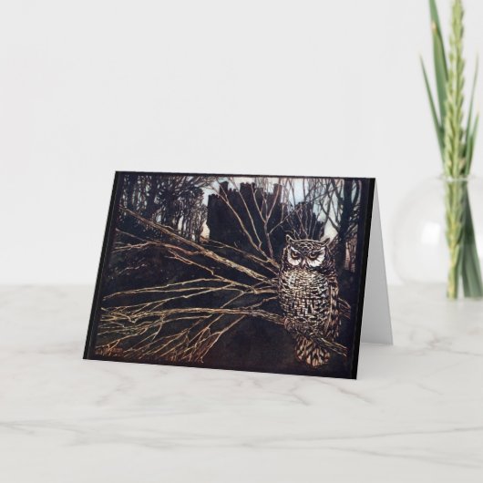 Carte Chouette de nuit vintage Rackham (Devant)