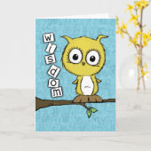 Carte Chouette de sagesse mignonne (Fleur jaune)