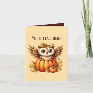 Carte Chouette de saison automnale personnalisable migno