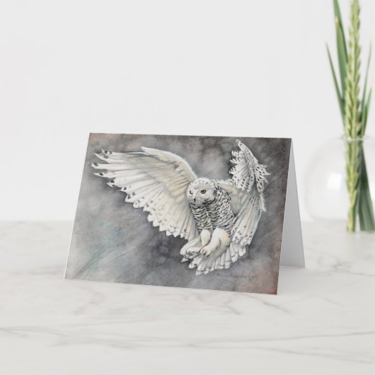 Carte Chouette des neiges Aquarelle Art de la faune (Devant)