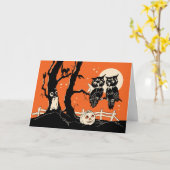 Carte Chouette d'Halloween (Fleur jaune)