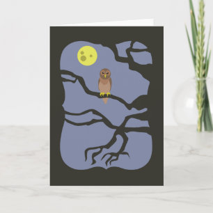 Carte Chouette d'Halloween éffrayante