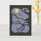 Carte Chouette d'Halloween éffrayante (Fleur jaune)